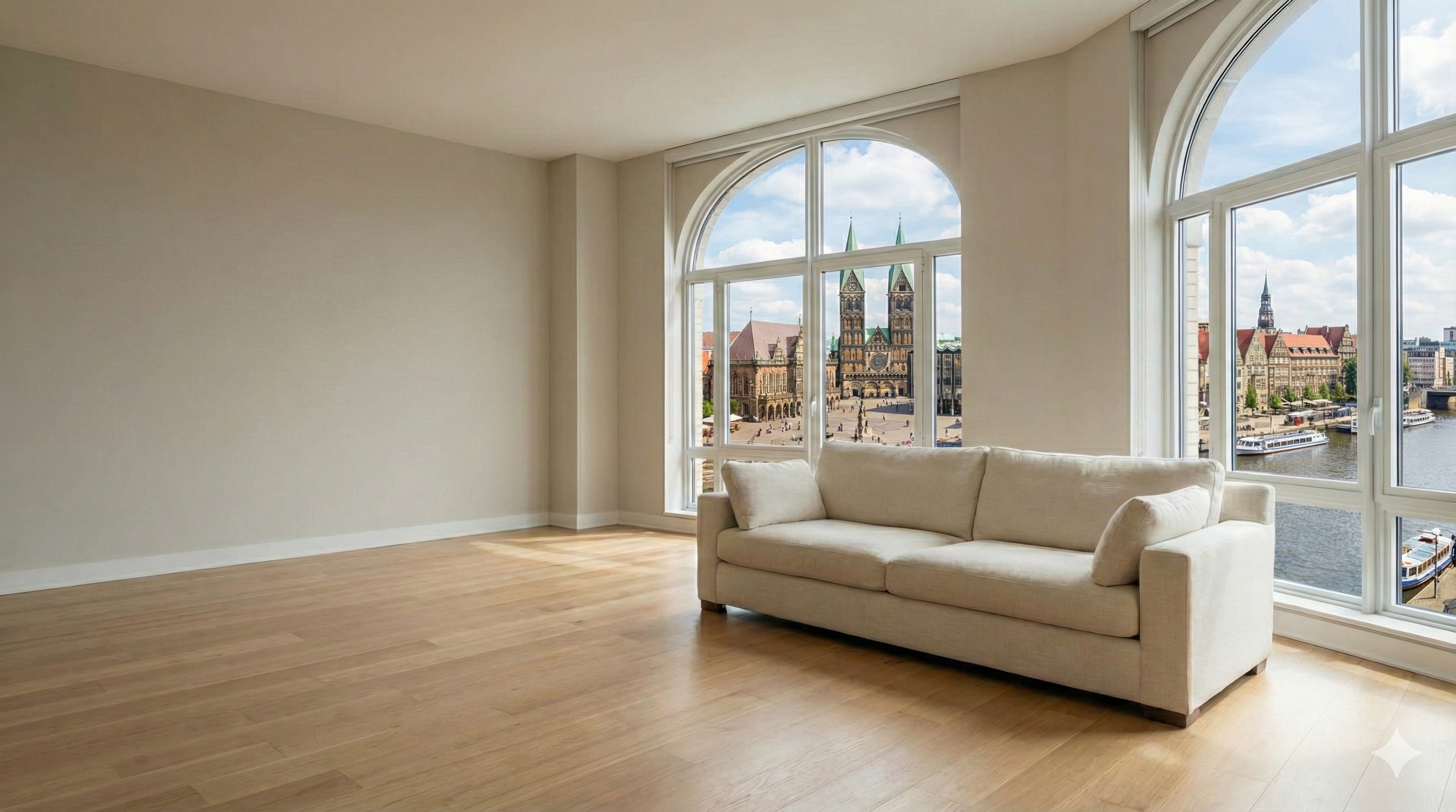 Ein sauberes, aufgeräumtes Zuhause mit Sofa